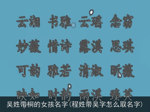 吴姓带桐的女孩名字(程姓带吴字怎么取名字)