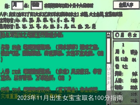 2023年11月出生女宝宝取名100分指南