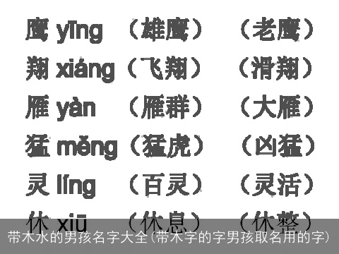 带木水的男孩名字大全(带木字的字男孩取名用的字)