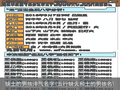 缺土的男孩洋气名字(五行缺火和土的男孩名)