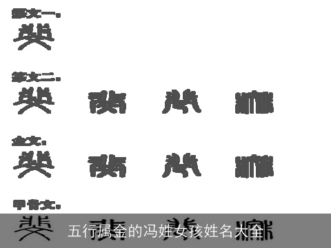五行属金的冯姓女孩姓名大全