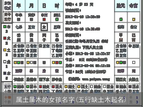 属土属木的女孩名字(五行缺土木起名)