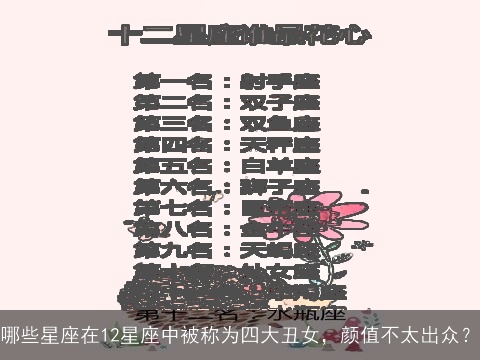 哪些星座在12星座中被称为四大丑女，颜值不太出众？