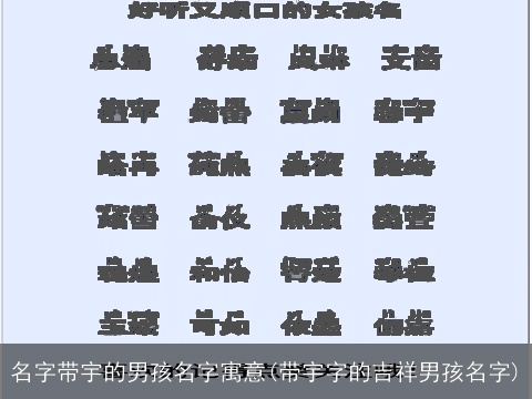 名字带宇的男孩名字寓意(带宇字的吉祥男孩名字)