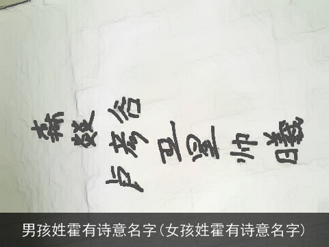 男孩姓霍有诗意名字(女孩姓霍有诗意名字)