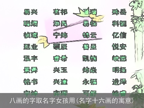 八画的字取名字女孩用(名字十六画的寓意)