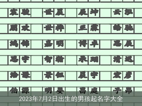 2023年7月2日出生的男孩起名字大全