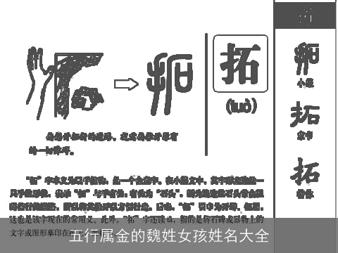 五行属金的魏姓女孩姓名大全