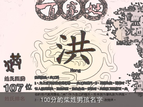 100分的柴姓男孩名字