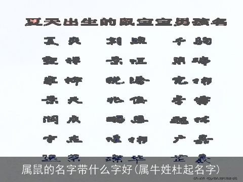 属鼠的名字带什么字好(属牛姓杜起名字)