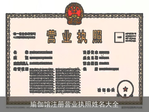 瑜伽馆注册营业执照姓名大全