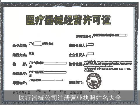 医疗器械公司注册营业执照姓名大全