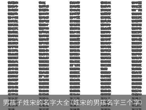 男孩子姓宋的名字大全(姓宋的男孩名字三个字)