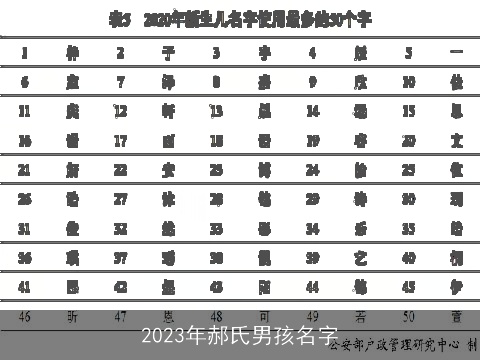 2023年郝氏男孩名字