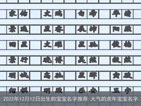 2022年12月12日出生的宝宝名字推荐 大气的虎年宝宝名字