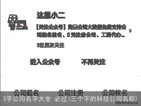 3字公司名字大全 必过(三个字的科技公司名称)
