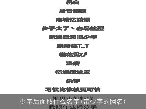 少字后面取什么名字(带少字的网名)