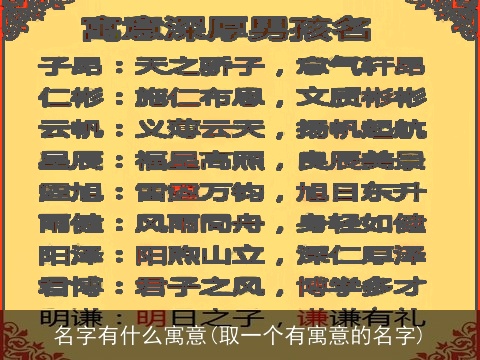 名字有什么寓意(取一个有寓意的名字)