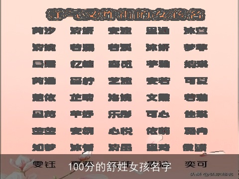 100分的舒姓女孩名字