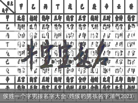 侯姓一个字男孩名字大全(姓侯的男孩名字洋气2023)