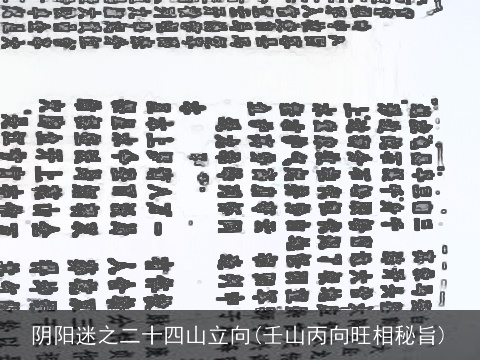 阴阳迷之二十四山立向(壬山丙向旺相秘旨)