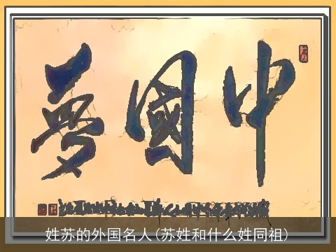 姓苏的外国名人(苏姓和什么姓同祖)