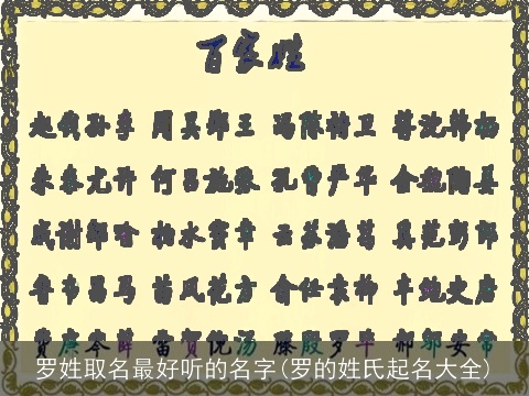 罗姓取名最好听的名字(罗的姓氏起名大全)