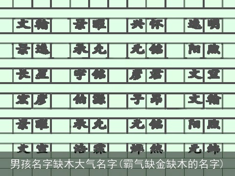 男孩名字缺木大气名字(霸气缺金缺木的名字)