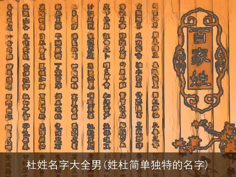 杜姓名字大全男(姓杜简单独特的名字)