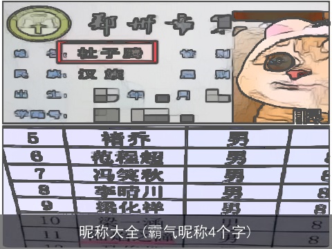 昵称大全(霸气昵称4个字)