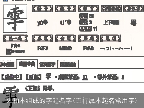 火和木组成的字起名字(五行属木起名常用字)
