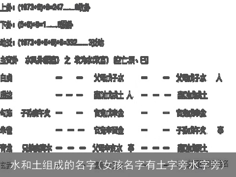 水和土组成的名字(女孩名字有土字旁水字旁)