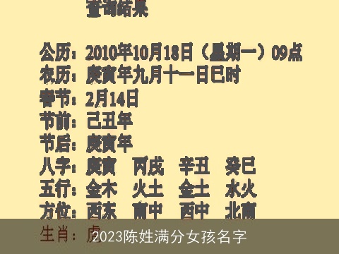 2023陈姓满分女孩名字