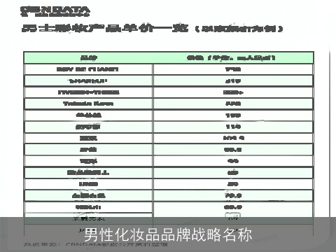 男性化妆品品牌战略名称
