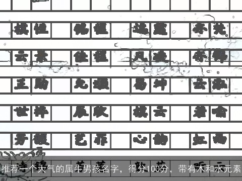 推荐一个大气的属牛男孩名字，得分100分，带有木和水元素