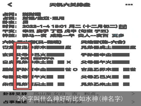 2个字叫什么神好听比如水神(神名字)