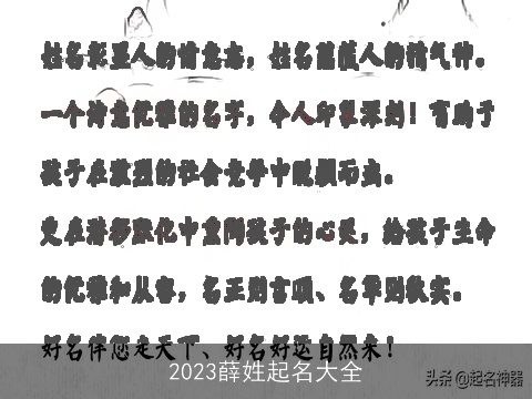 2023薛姓起名大全