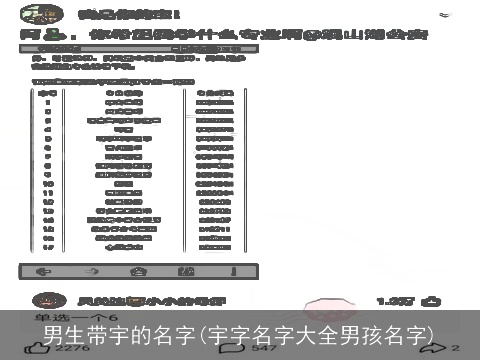 男生带宇的名字(宇字名字大全男孩名字)