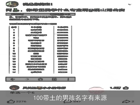 100带土的男孩名字有来源