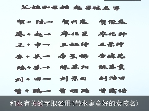 和水有关的字取名用(带水寓意好的女孩名)