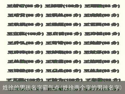 姓徐的男孩名字霸气点(姓徐两个字的男孩名字)