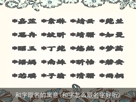 和字取名的寓意(和字怎么取名字好听)