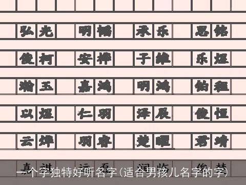 一个字独特好听名字(适合男孩儿名字的字)
