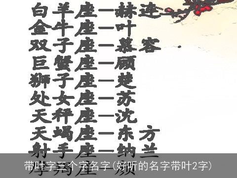 带叶字三个字名字(好听的名字带叶2字)