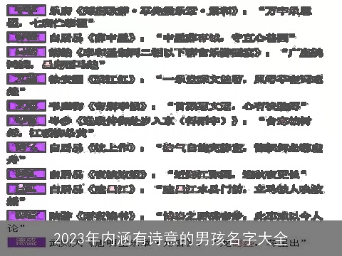 2023年内涵有诗意的男孩名字大全