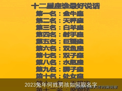 2023兔年何姓男孩如何取名字