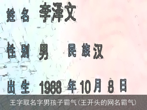 王字取名字男孩子霸气(王开头的网名霸气)