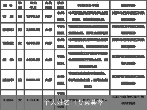 个人姓名11要素荟萃