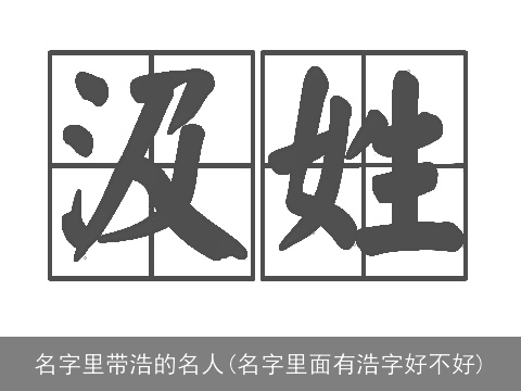 名字里带浩的名人(名字里面有浩字好不好)