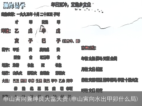 申山寅向兼坤艮大富大贵(申山寅向水出甲卯什么局)